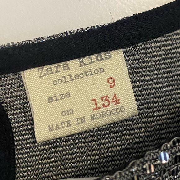 Zara Girls Silver Party Dress sparkly Ruffle Sleeve Kids Size 9 - Picture 5 of 5